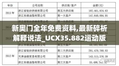 新奥门全年免费资料,最新碎析解释说法_UCX35.882运动版