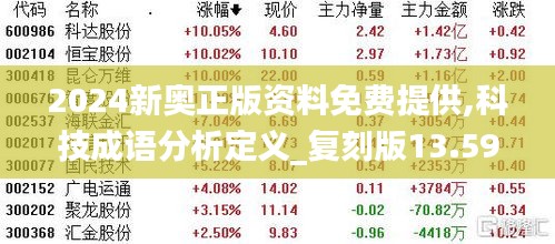 2024新奥正版资料免费提供,科技成语分析定义_复刻版13.594